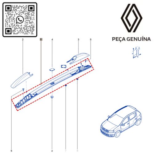 RN 08247R 738208247R BARRA DO TETO HACK DIR. SANDERO II 17.. STEPWAY 3